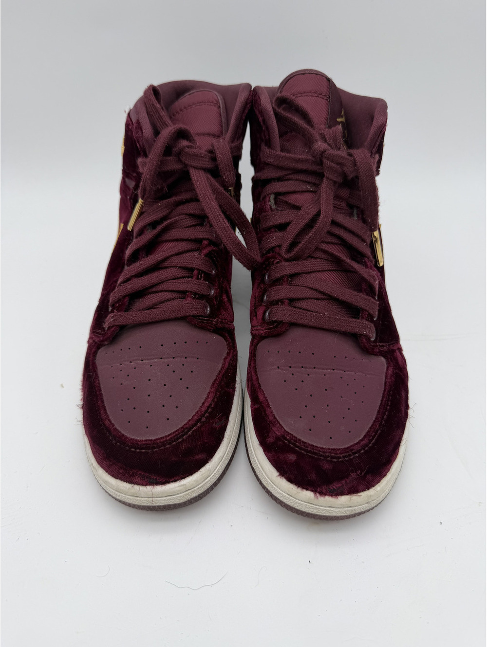 Nike Youth Air Jordan 1 Mid Velvet Burgundy and Gold Sneakers, Size 5Y